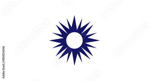 Abstract Starburst Sun Symbol - Blue Radial Burst on White Background