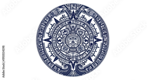 Aztec Sun Stone Calendar Symbol Graphic