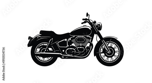 A striking black silhouette showcases a vintage style motorcycle emphasizing its classic design and powerful engine high quality professional detailed