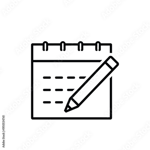 Calendar and Pencil Line Icon - Schedule Planning and Appointment Vector