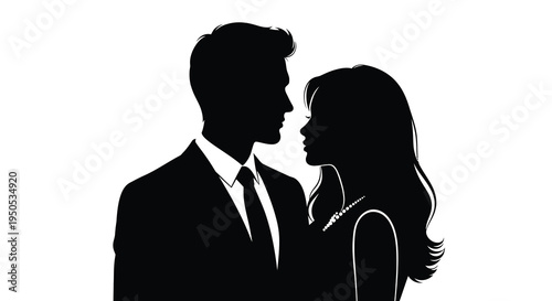 A striking silhouette depicts a couple intimately facing each other suggesting romance and a close connection high quality professional
