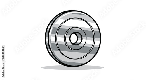 Single dumbbell weight plate illustration on white background for fitness and gym concepts.