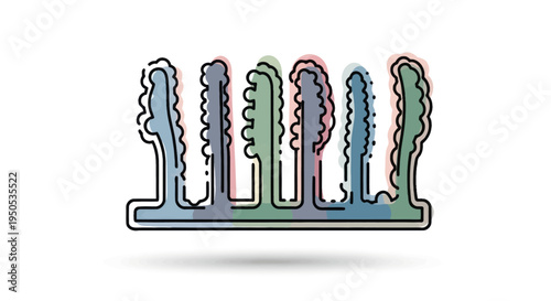 Abstract Intestinal Villi Structure Illustration