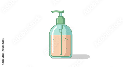 A bottle of liquid hand sanitizer with a pump dispenser isolated on a white background.