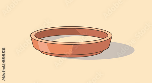 Vector illustration of an empty terracotta plant pot saucer.