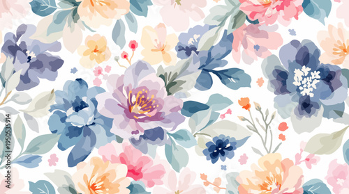 Elegant Feminine Floral Background with Soft Blossoms and Delicate Spring Leaves