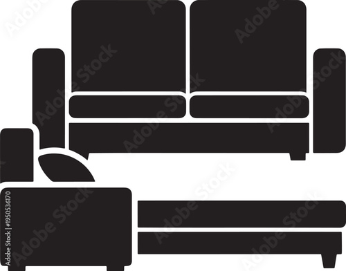 Sofa and chaise lounge furniture set for living room interior design