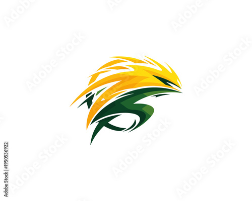 Dynamic Abstract Eagle Symbol Design, Graphic Art, Digital Media, Bold Colors, Creative Concept