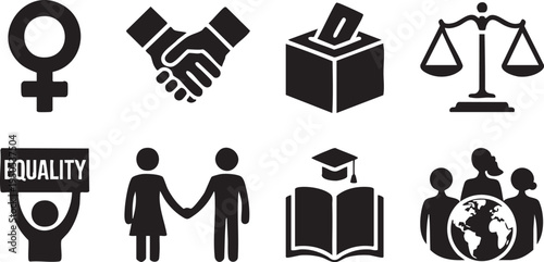 Women Equality Rights Symbol Icon Set