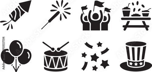Fourth Of July Patriotic Icon Set