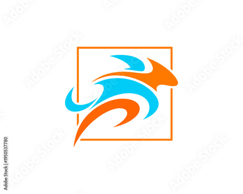 Dynamic Action of a Stylized Rabbit Logo Design in a Creative Environment