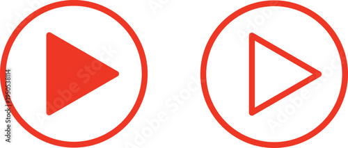 Play button icons orange solid and outline for video music player interface