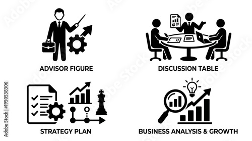 Business professionals engaging in strategy planning and analysis at a discussion table