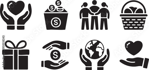 International Charity Day Icon Set