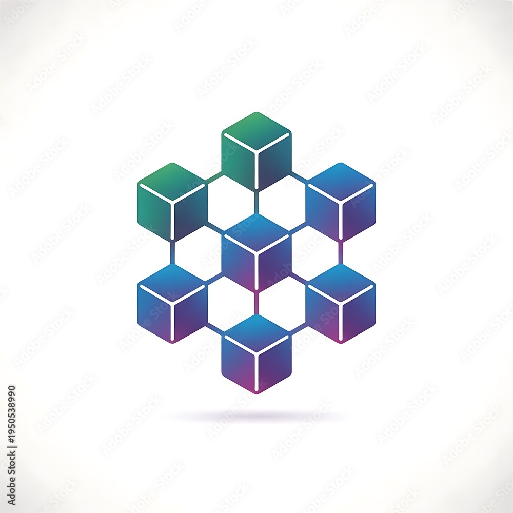 Obraz premium Blockchain cube network distributed technology illustration