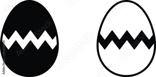 Black and white easter eggs with zigzag patterns