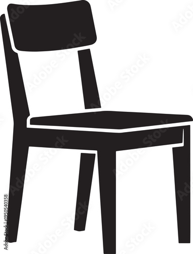 Simple modern chair icon with four legs and backrest
