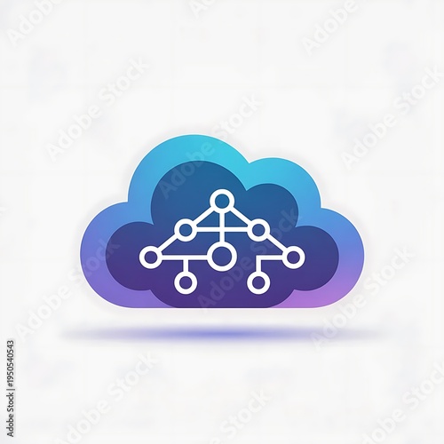 Cloud computing network data connection technology icon