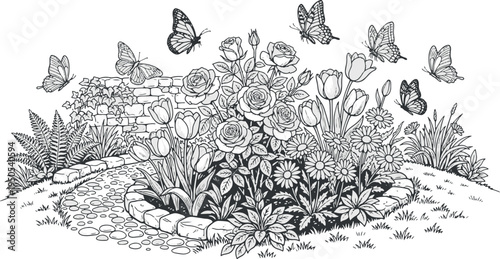 Adobe Illustrator Artwork Flower garden clip art