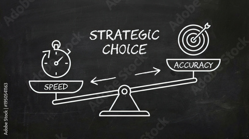 Wallpaper Mural Strategic choice concept with speed and accuracy balance on chalkboard, illustrating decision making and prioritizing between fast action and precise results in business or planning Torontodigital.ca