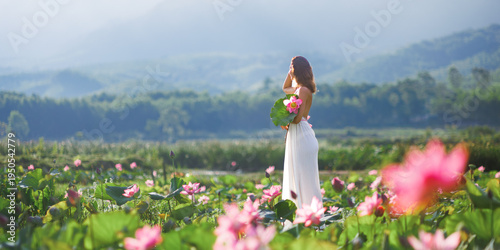 Epic Lotus Field Portrait At Tra Ly Pond, Thai Binh Vietnam At Sunrise