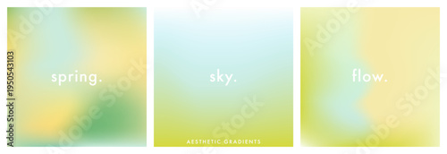 Pastel blue, spring green gradient backgrounds. Soft blurry texture, smooth color transitions. Fresh spring season abstract backdrops for social media posts, covers, banners, modern digital layouts