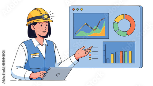 Data Analyst at Work: An analyst examines key performance indicators on a digital interface, making decisions based on data-driven analysis and insights. 