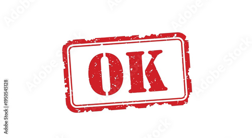 A bold red ok stamp is prominently displayed against a clean white background signifying approval or agreement high quality