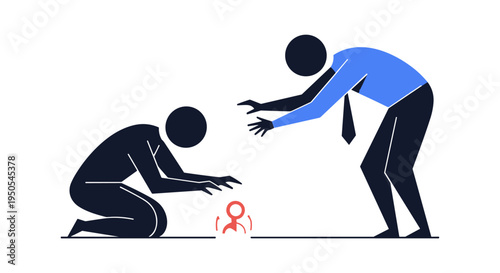 business mentor helping colleague with broken heart recovery vector illustration