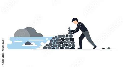 business professional loading coal into electric car charging station vector illustration