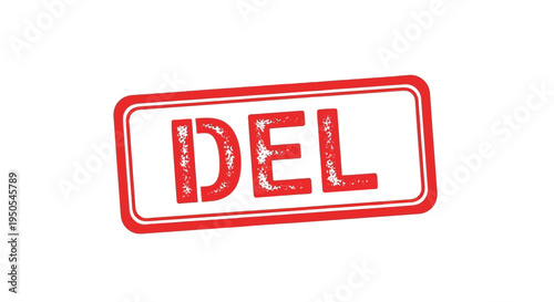 A bold red rectangular stamp displays the abbreviation del in large prominent capital letters against a white background