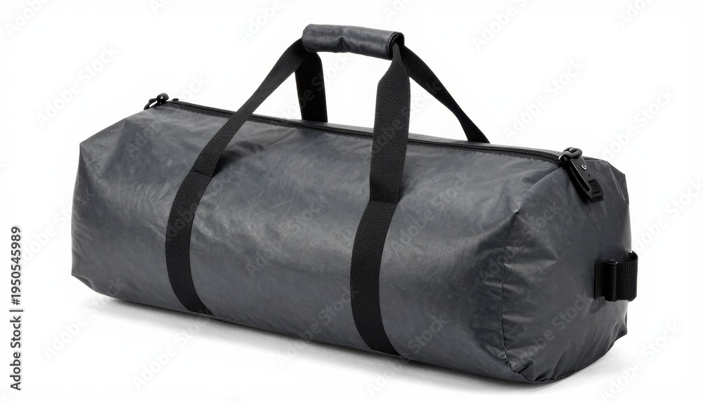 Naklejka premium Stylish waterproof duffel bag urban setting product photography minimalist style close-up view travel essential
