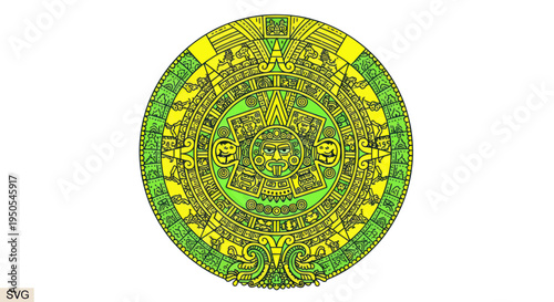 Ancient Aztec Sun Stone Calendar Symbol, Mesoamerican History and Culture