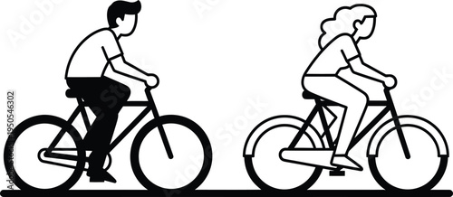 couple riding bicycles together outdoors