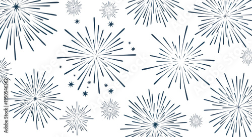 Exploding Fireworks Pattern on White Background