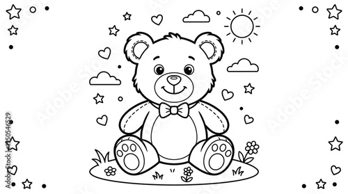 Cute Teddy Bear Sitting Smiling.