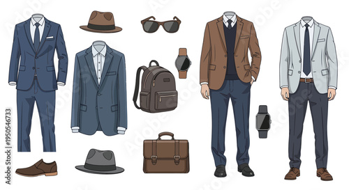 Men's Fashion Collection: Suits, Casual Outfits, Accessories