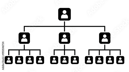 Organizational chart illustrating hierarchical structure with clear divisions and connections