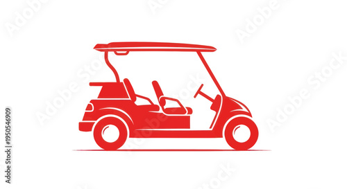 Red Golf Cart Icon - Simple Vector Illustration on White Background
