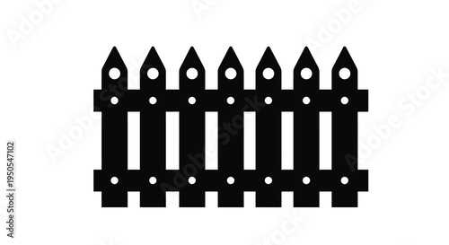 A simplistic black and white illustration depicts a section of a wooden picket fence with evenly spaced posts