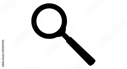 Magnifying glass icon with black handle and circular lens for inspection and investigation purposes featuring detective