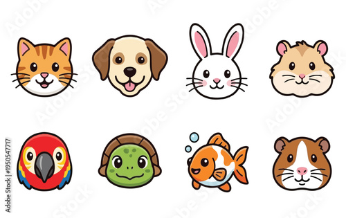 Cute Pet Animal Icon Set
