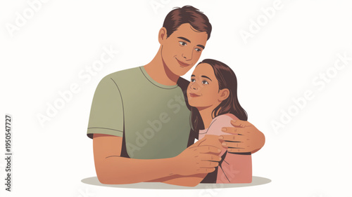 Father and daughter embracing warmly illustration of family love and connection concept for parenting and relationships isolated on white background