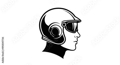 Retro Motorcycle Helmet with Goggles - Vintage Style
