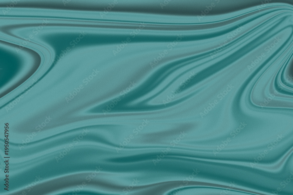 Obraz premium Beautifully blended teal and dark blue-green abstract fluid art with graceful, swirling, polished lines and a luxurious sheen.