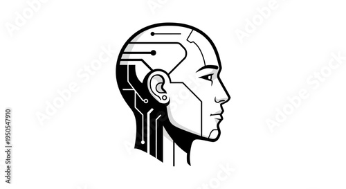 Robotic Humanoid Head Side View.