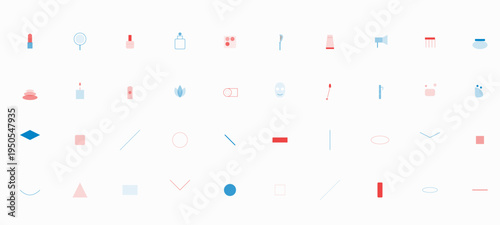 Modern Abstract Geometric Shapes and Minimalist Beauty Wellness Icons Set