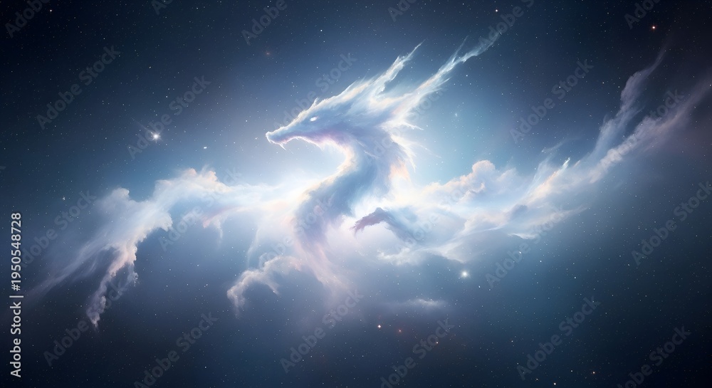 Fototapeta premium Dragon shaped nebula in deep space with stars galaxy