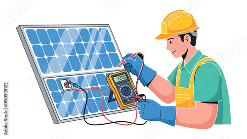 Renewable Energy Expert: A skilled technician, equipped with advanced tools, meticulously inspects and maintains the solar panels.