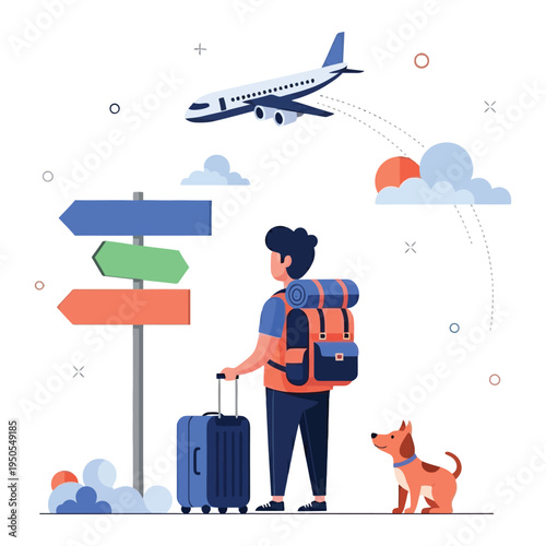Traveler with Dog and Signpost